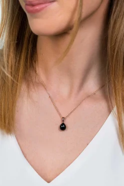 ZINZI zilveren hanger rosé verguld zwart peervorm 20mm ZIH1934RZ (zonder collier)