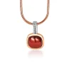 ZINZI zilveren hanger rosé verguld vierkant rood wit ZIH1717 (zonder collier)