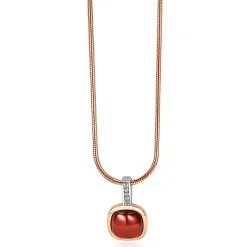 ZINZI zilveren hanger rosé verguld vierkant rood wit ZIH1717 (zonder collier)