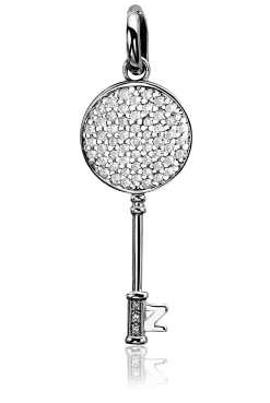 Zinzi zilveren hanger sleutel wit ZIH965