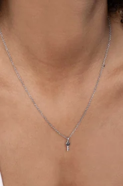ZINZI zilveren hanger sleuteltje wit ZIH2081 (zonder collier)