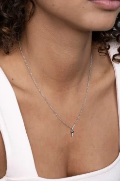 ZINZI zilveren hanger sleuteltje wit ZIH2081 (zonder collier)