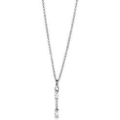 ZINZI zilveren hanger staafje 28mm met witte zirconia's ZIH2077 (zonder collier)
