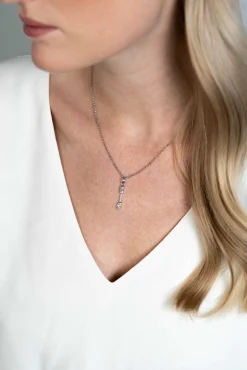 ZINZI zilveren hanger staafje 28mm met witte zirconia's ZIH2077 (zonder collier)