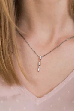 ZINZI zilveren hanger staafje 26mm witte zirconia's ZIH1958 (zonder collier)