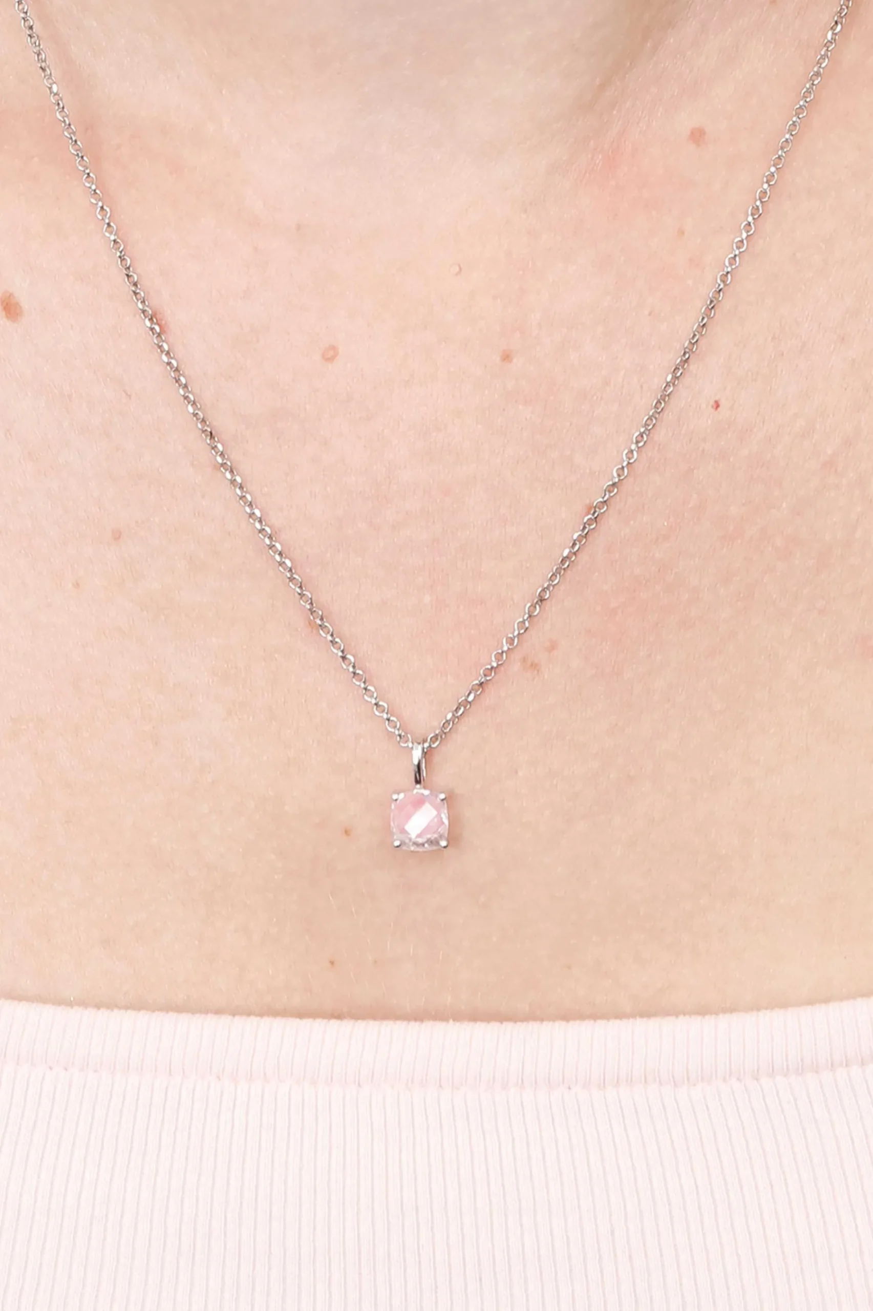ZINZI zilveren hanger vierkant wit ZIH2073 (zonder collier)