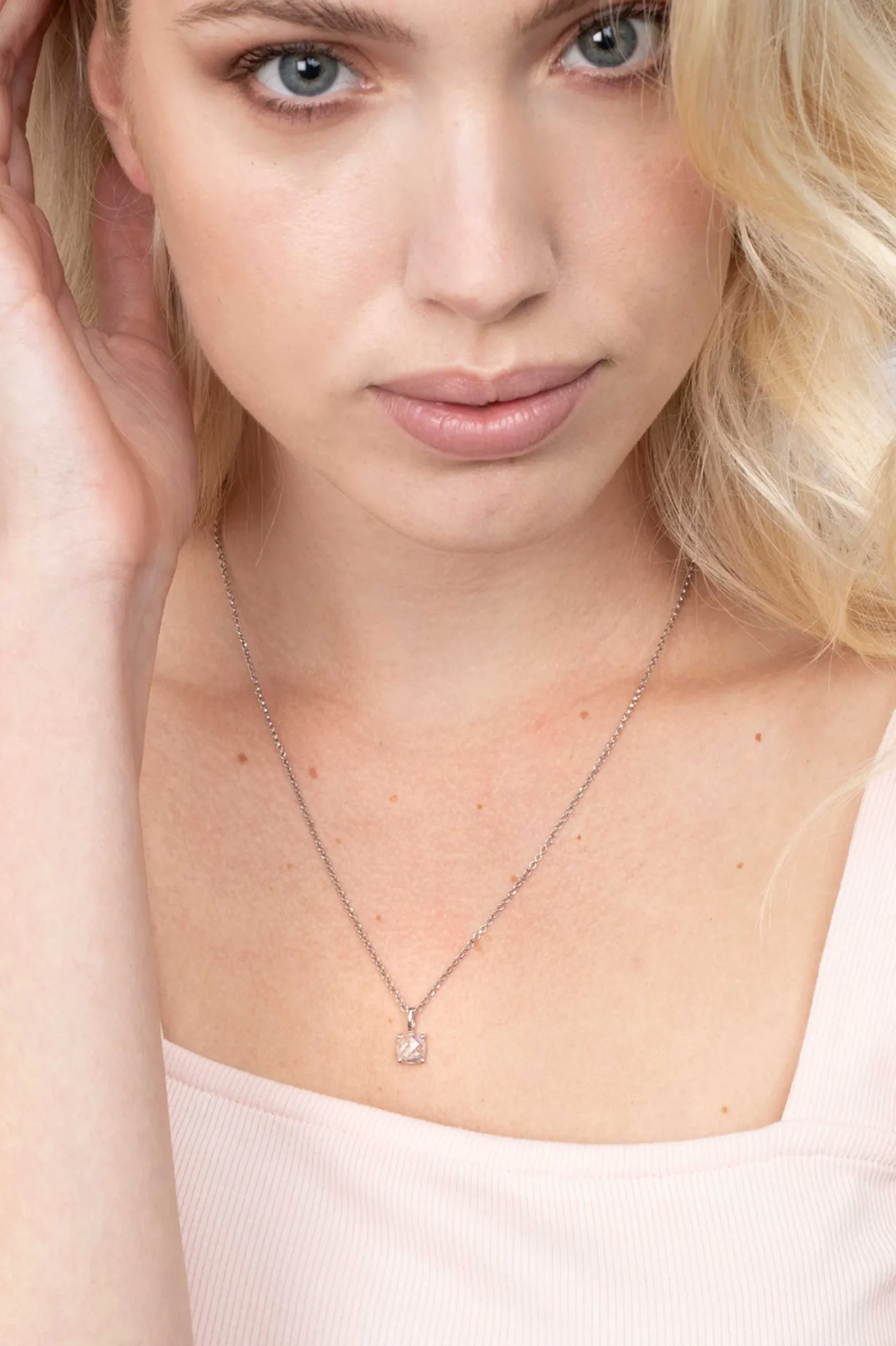 ZINZI zilveren hanger vierkant wit ZIH2073 (zonder collier)