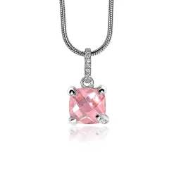 ZINZI zilveren hanger vierkant roze ZIH1470R (zonder collier)