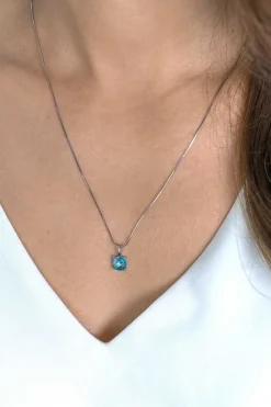 ZINZI zilveren hanger vierkant turquoise blauw ZIH2073T (zonder collier)