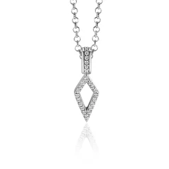 ZINZI zilveren hanger vliegervorm bezet met witte zirconia's en luxe hangoog 20mm ZIH2497 (zonder collier)