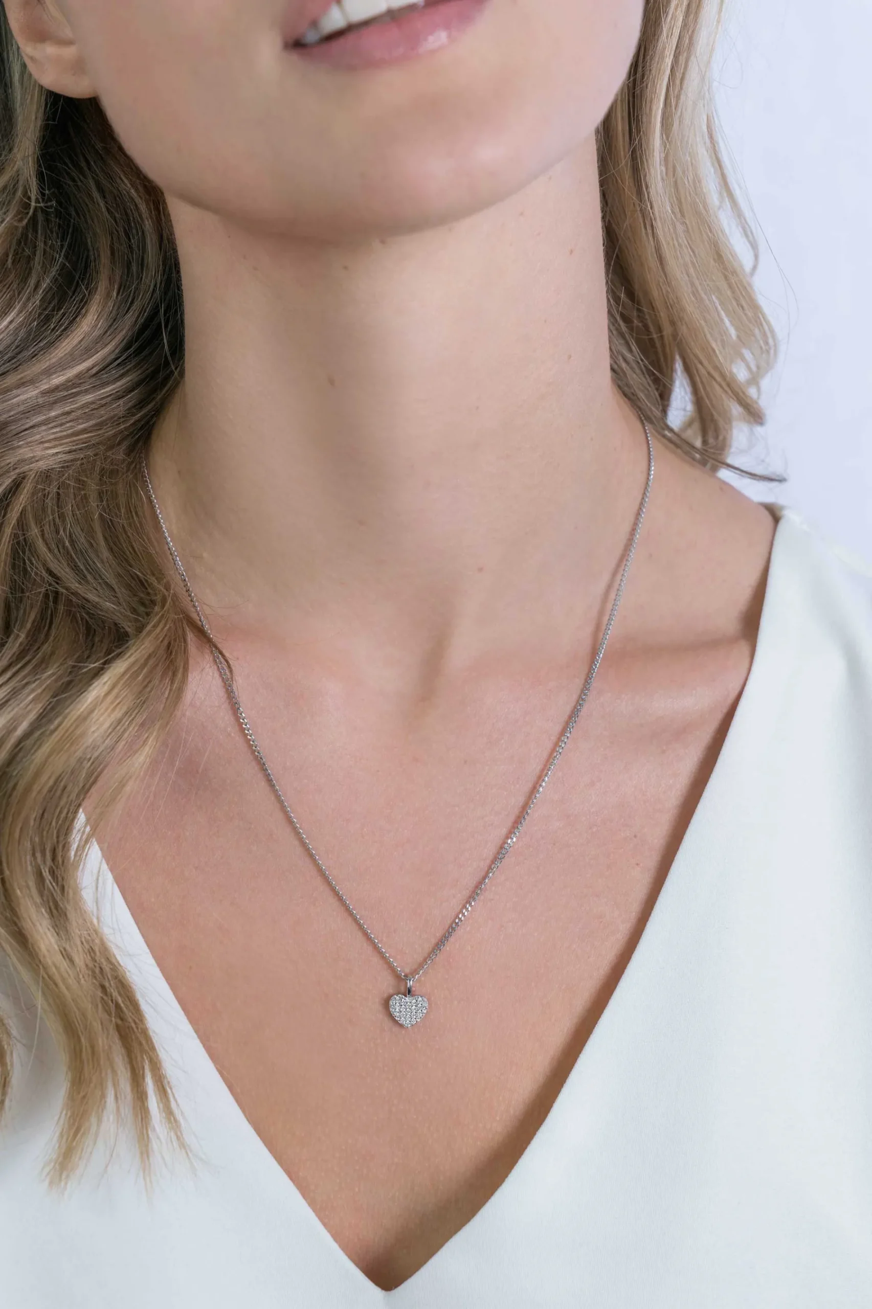 ZINZI zilveren hart hanger 13mm wit ZIH2139 (zonder collier)