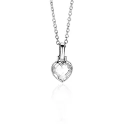 ZINZI zilveren hart hanger 15mm met witte zirconia ZIH2303 (zonder collier)