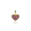 ZINZI zilveren hart hanger 14K geel verguld 13 mm donkerroze ZIH2139R (zonder collier)
