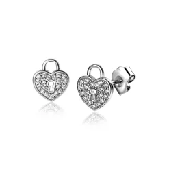 ZINZI zilveren hart oorstekers (10mm), met trendy sleutelgat en bezet met witte zirconia's ZIO2400