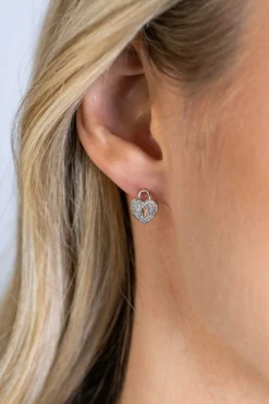 ZINZI zilveren hart oorstekers (10mm), met trendy sleutelgat en bezet met witte zirconia's ZIO2400