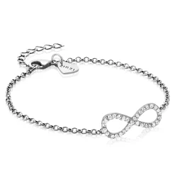 Zinzi zilveren Infinity armband wit 17-20cm ZIA1065