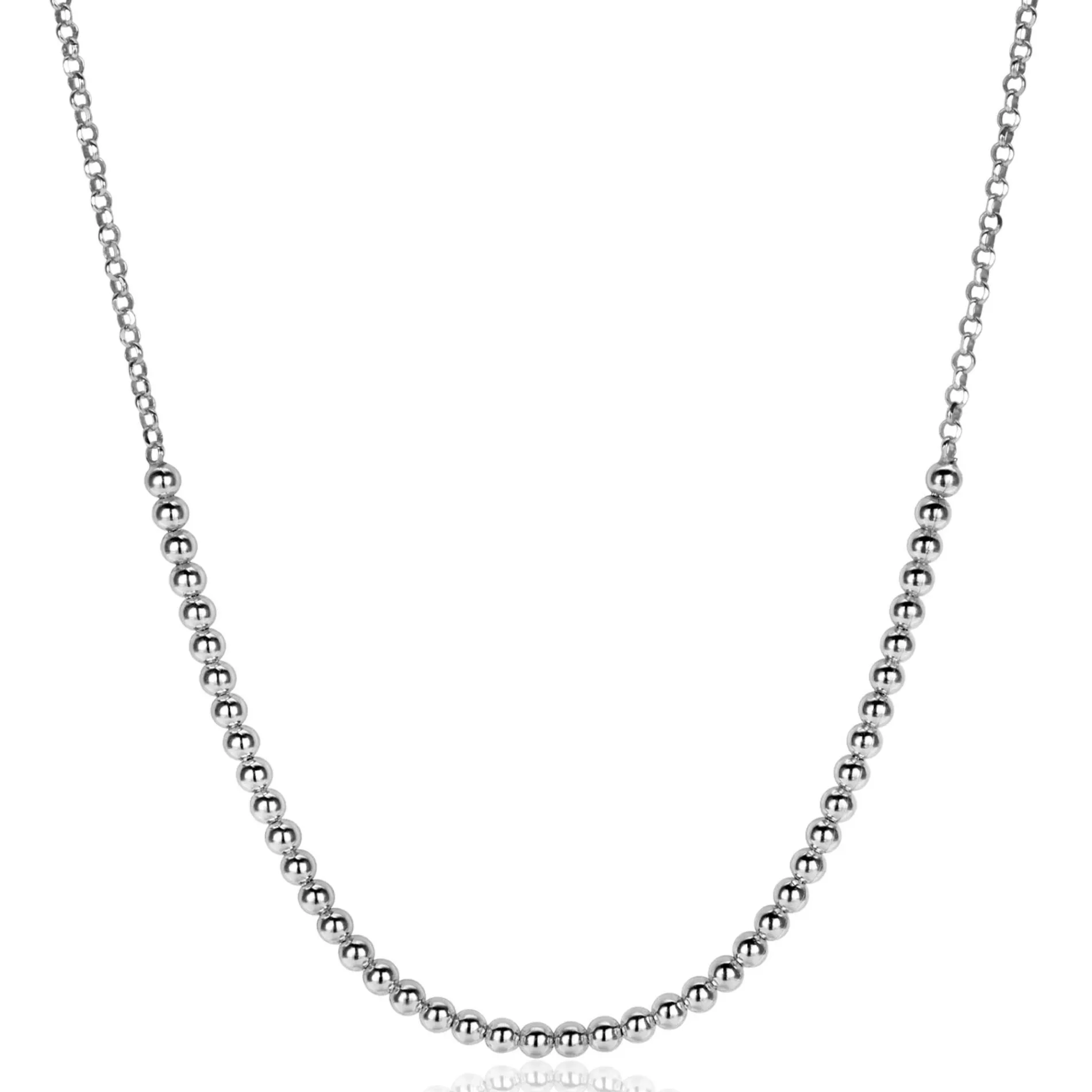 ZINZI zilveren jasseron ketting met bolletjes schakels (2,5mm breed) in het midden 40-45cm ZIC2640
