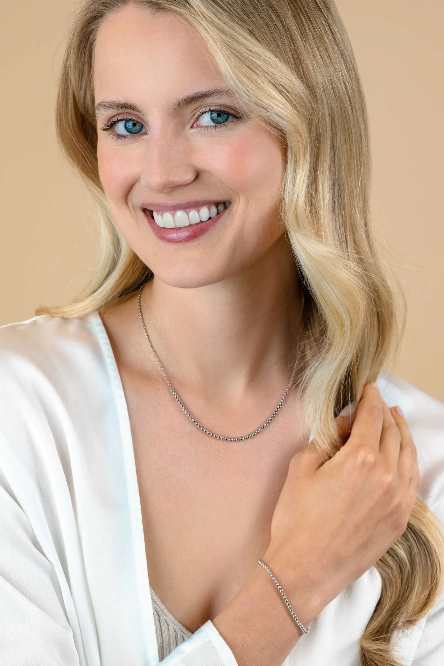 ZINZI zilveren jasseron ketting met bolletjes schakels (2,5mm breed) in het midden 40-45cm ZIC2640