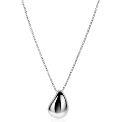 ZINZI zilveren jasseron ketting 45cm met luxe grote druppelvormige hanger (24mm) ZIC2637