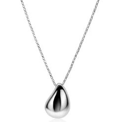 ZINZI zilveren jasseron ketting 45cm met luxe grote druppelvormige hanger (24mm) ZIC2637