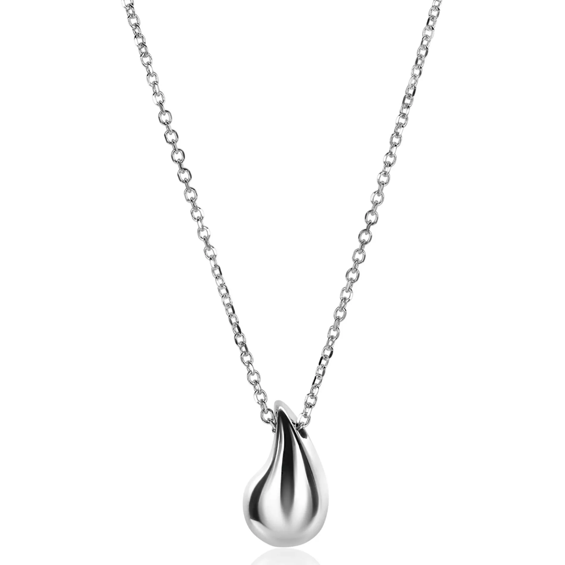 ZINZI zilveren jasseron ketting 42-45cm met organisch gevormde hanger 18mm ZIC2636