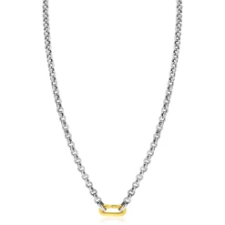 ZINZI zilveren jasseron ketting 42cm met ovale sluitring ZIC2377
