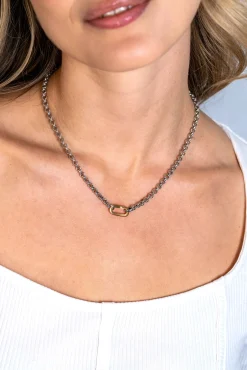 ZINZI zilveren jasseron ketting 42cm met ovale sluitring ZIC2377
