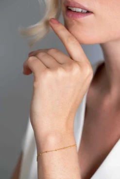ZINZI zilveren 14K geel verguld gourmet armbandje met bolletjes 17-20cm ZIA2181G