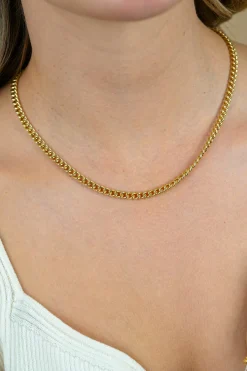 ZINZI zilveren 14K geelverguld gourmet collier 45cm en 4,5mm breed ZIC1414G
