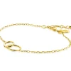 ZINZI zilveren 14K geelvergulde paperclip schakel armband met ronde vormen 17-20cm ZIA2275G
