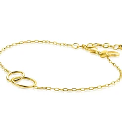 ZINZI zilveren 14K geelvergulde paperclip schakel armband met ronde vormen 17-20cm ZIA2275G