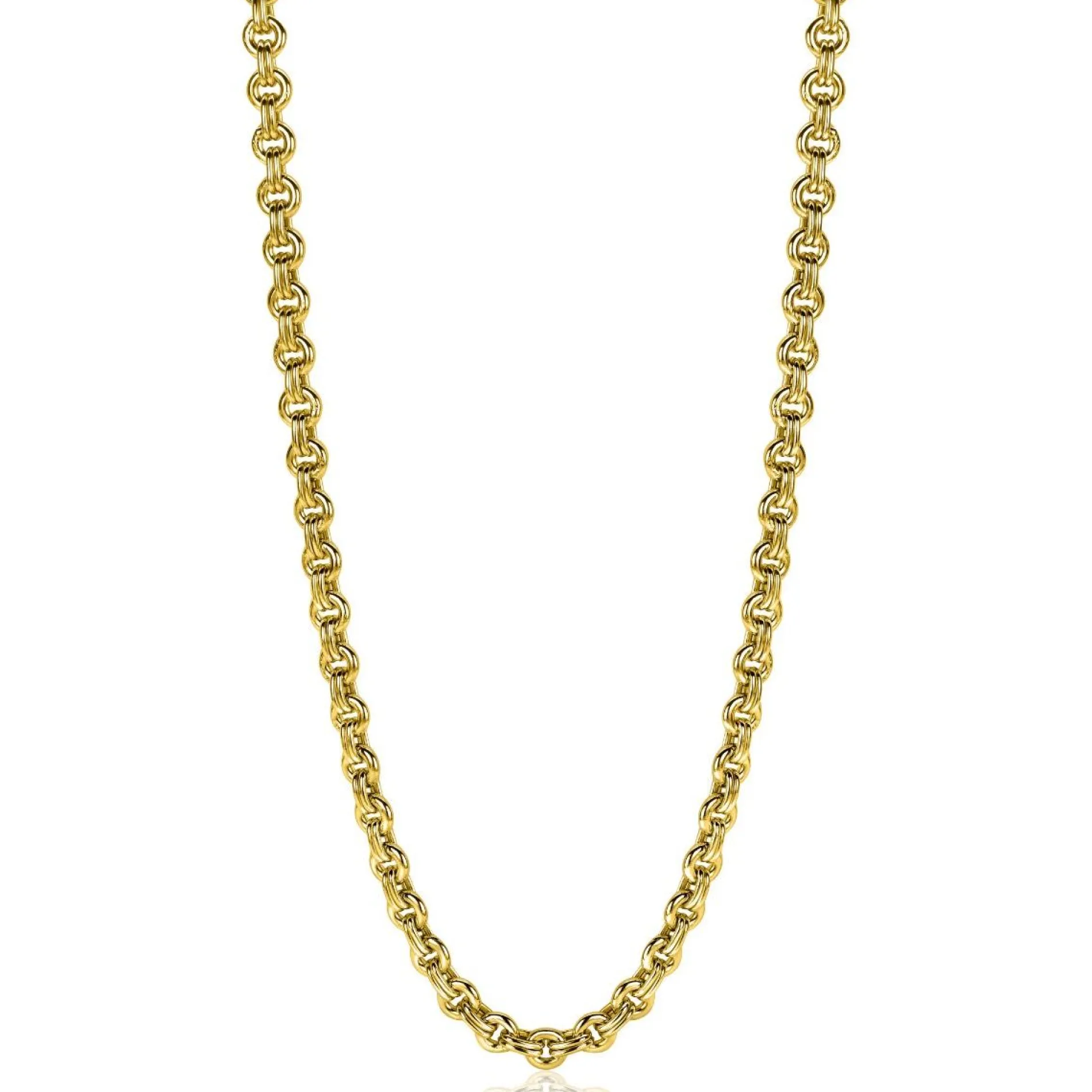 ZINZI zilveren ketting 45cm in14K geelverguld met ronde schakels 5mm breed ZIC2239G