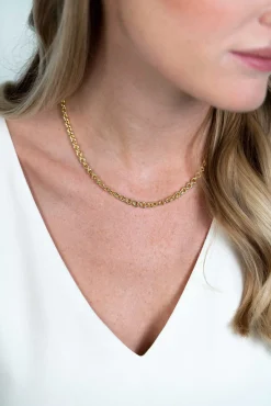 ZINZI zilveren ketting 45cm in14K geelverguld met ronde schakels 5mm breed ZIC2239G