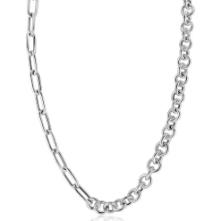 ZINZI zilveren ketting 45cm met twee stoere schakels gecombineerd: jasseron en ovale schakels (8,5mm breed) ZIC2477