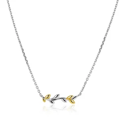 ZINZI zilveren ketting 42–45cm met sierlijk bicolor takje met bladeren ZIC2740