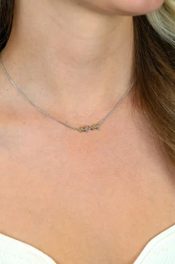 ZINZI zilveren ketting 42–45cm met sierlijk bicolor takje met bladeren ZIC2740