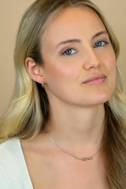ZINZI zilveren ketting 42–45cm met sierlijk bicolor takje met bladeren ZIC2740