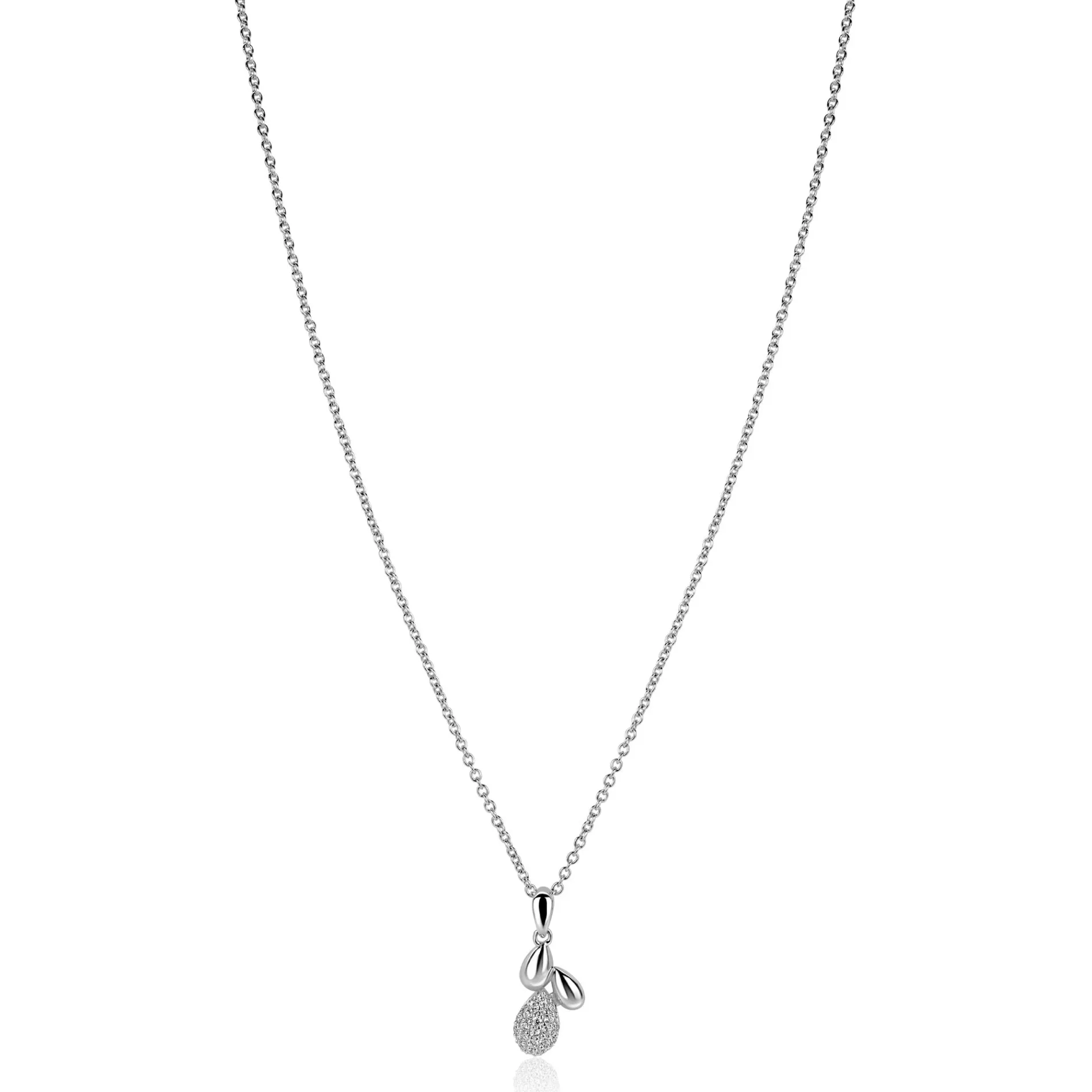 ZINZI zilveren ketting 42-45cm met hanger met drie druppelvormen ZIC2746