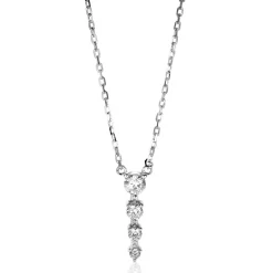 ZINZI zilveren ketting 45cm met hanger vier ronde zirconia's 16mm ZIC2328