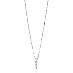 ZINZI zilveren ketting 45cm met hanger vier ronde zirconia's 16mm ZIC2328