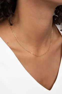 ZINZI zilveren ketting 45cm geel verguld met 'paperclip' schakel 2,4mm breed ZIC2033G