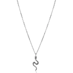 ZINZI zilveren ketting 42–45cm met elegante slang-hanger (27mm), bezet met witte zirkonia's ZIC2721