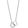 ZINZI zilveren ketting 45cm met verbonden harten wit ZIC1736