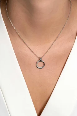 ZINZI zilveren ketting 45cm met ronde hanger 22mm ZIC2266