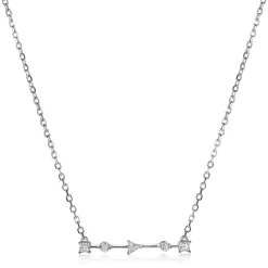 ZINZI zilveren ketting 45cm met staafje rond vierkant driehoek wit ZIC2043