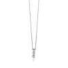 ZINZI zilveren ketting 45cm met hanger rond wit ZIC1443