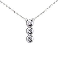 ZINZI zilveren ketting 45cm met hanger rond wit ZIC1443