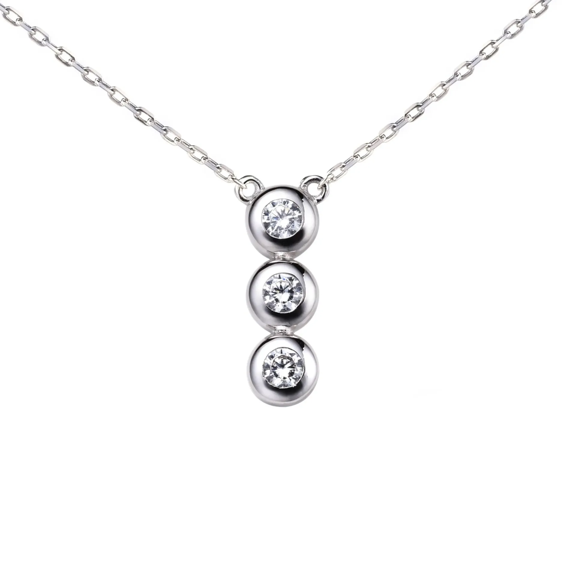 ZINZI zilveren ketting 45cm met hanger rond wit ZIC1443