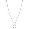 ZINZI zilveren ketting 42–45cm met ronde slang-hanger (15mm), bezet met peervormige witte zirkonia ZIC2722