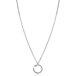 ZINZI zilveren ketting 42–45cm met ronde slang-hanger (15mm), bezet met peervormige witte zirkonia ZIC2722